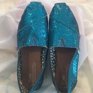 Toms teal glitter Alpargata Slip-ons